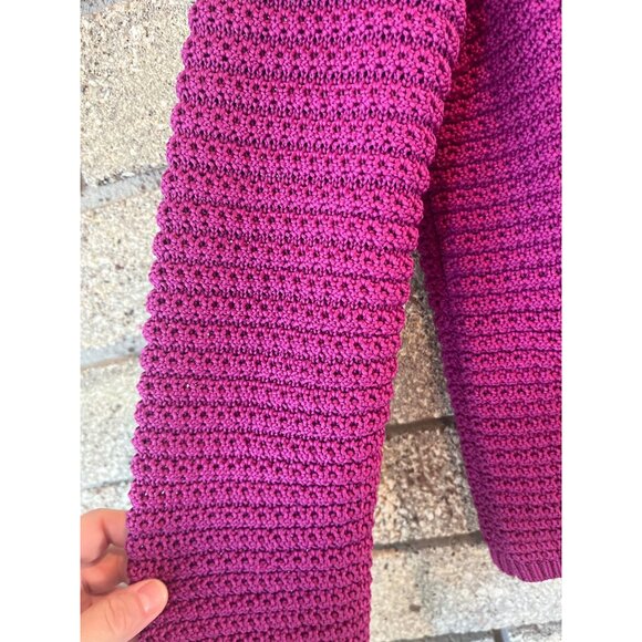 Talbots Womens XS Fuchsia Crochet Knit Cardigan With Gold Button Closure & Front - Picture 4 of 10